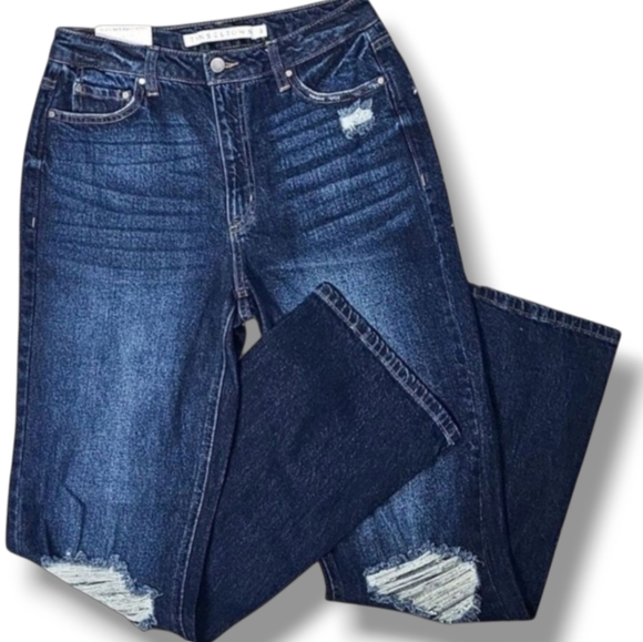 TINSELTOWN | 90's BABY HIGH-RISE BOOTCUT DISTRESSED JEANS \\ SIZE 9… - Picture 1 of 14